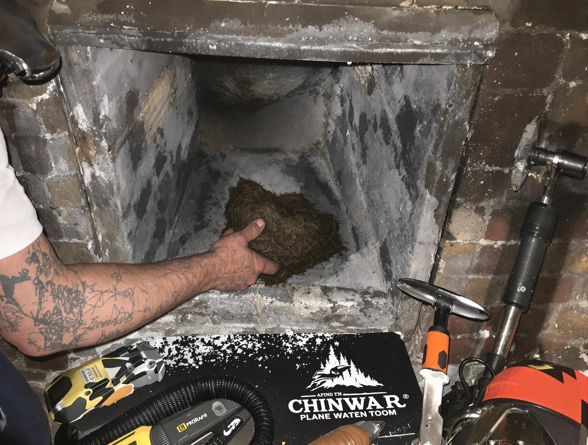Montrose Chimney Sweep safely removing debris and screening chimney in Montrose, VA