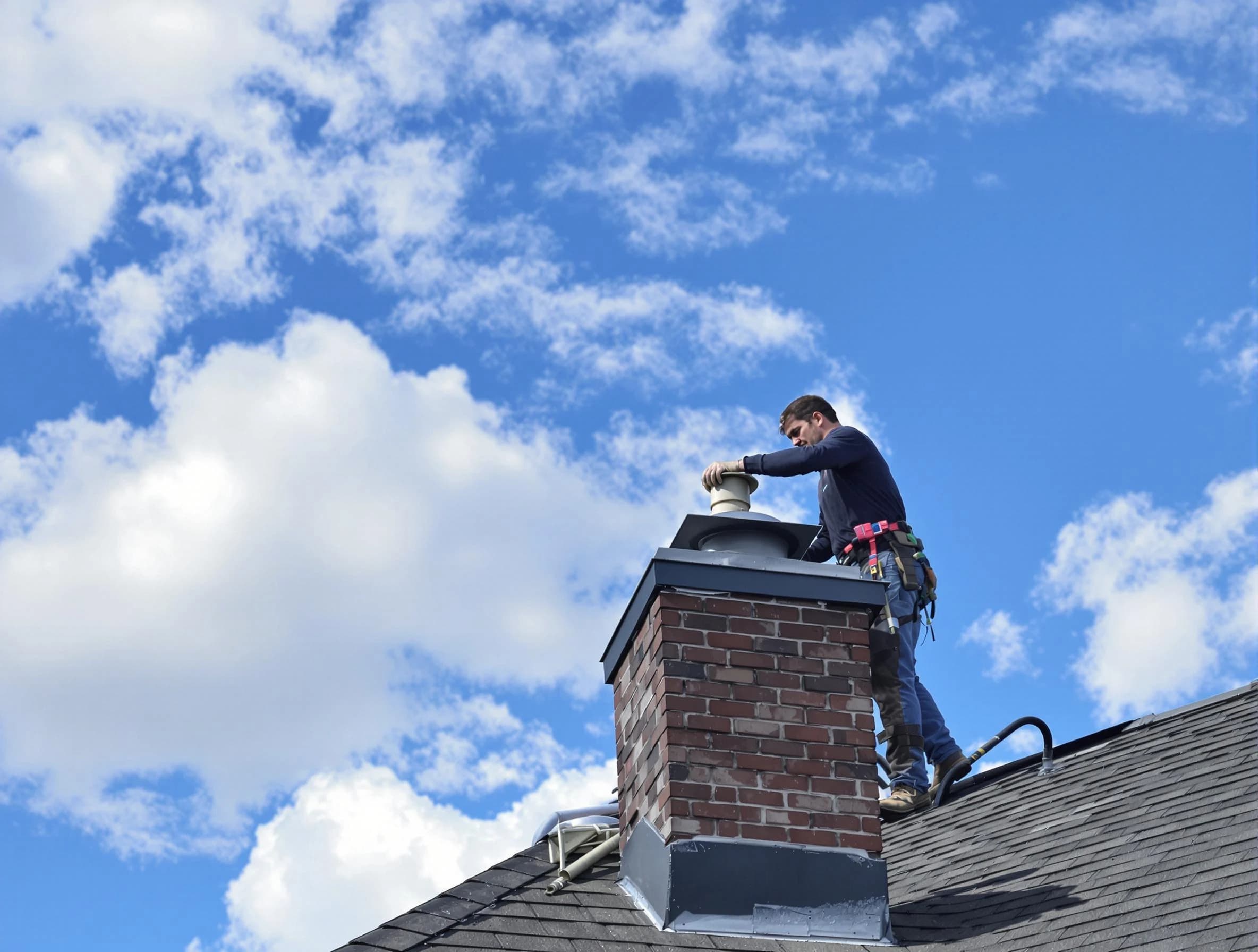 Montrose Chimney Sweep installing a sturdy chimney cap in Montrose, VA
