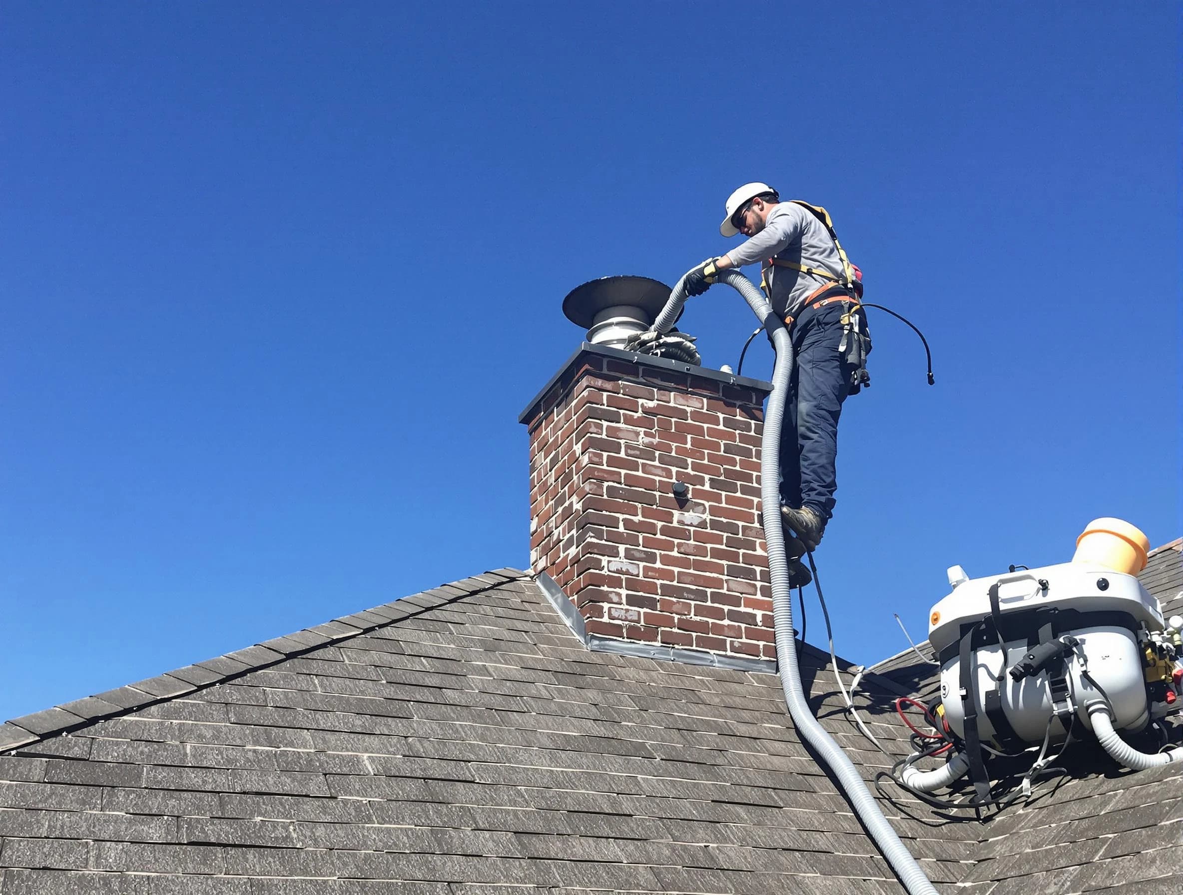 Dedicated Montrose Chimney Sweep team member cleaning a chimney in Montrose, VA