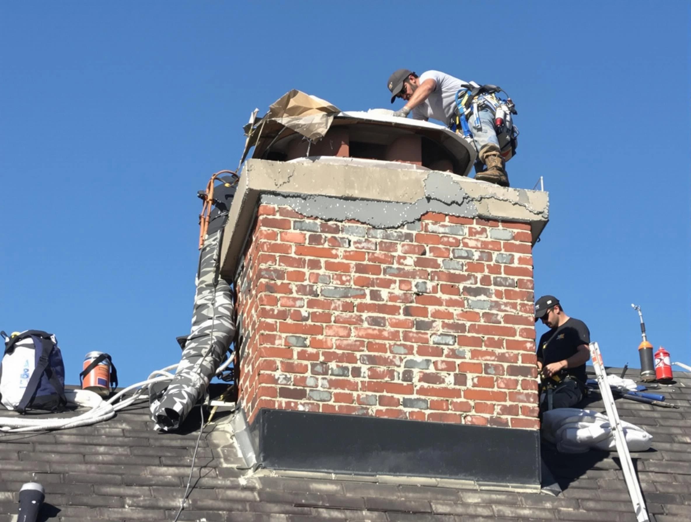 Montrose Chimney Sweep installing a custom chimney crown in Montrose, VA