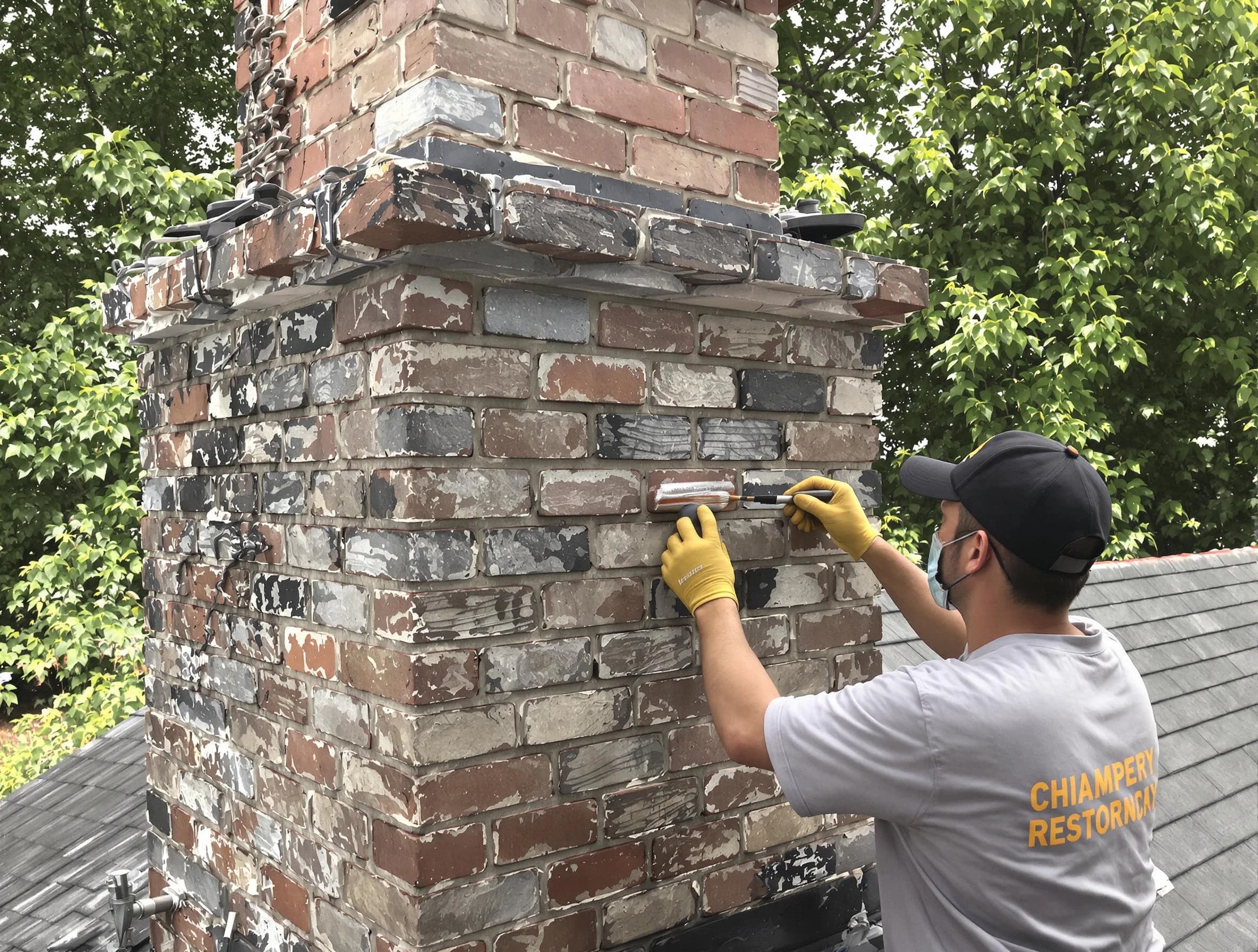 In-progress chimney restoration by Montrose Chimney Sweep in Montrose, VA