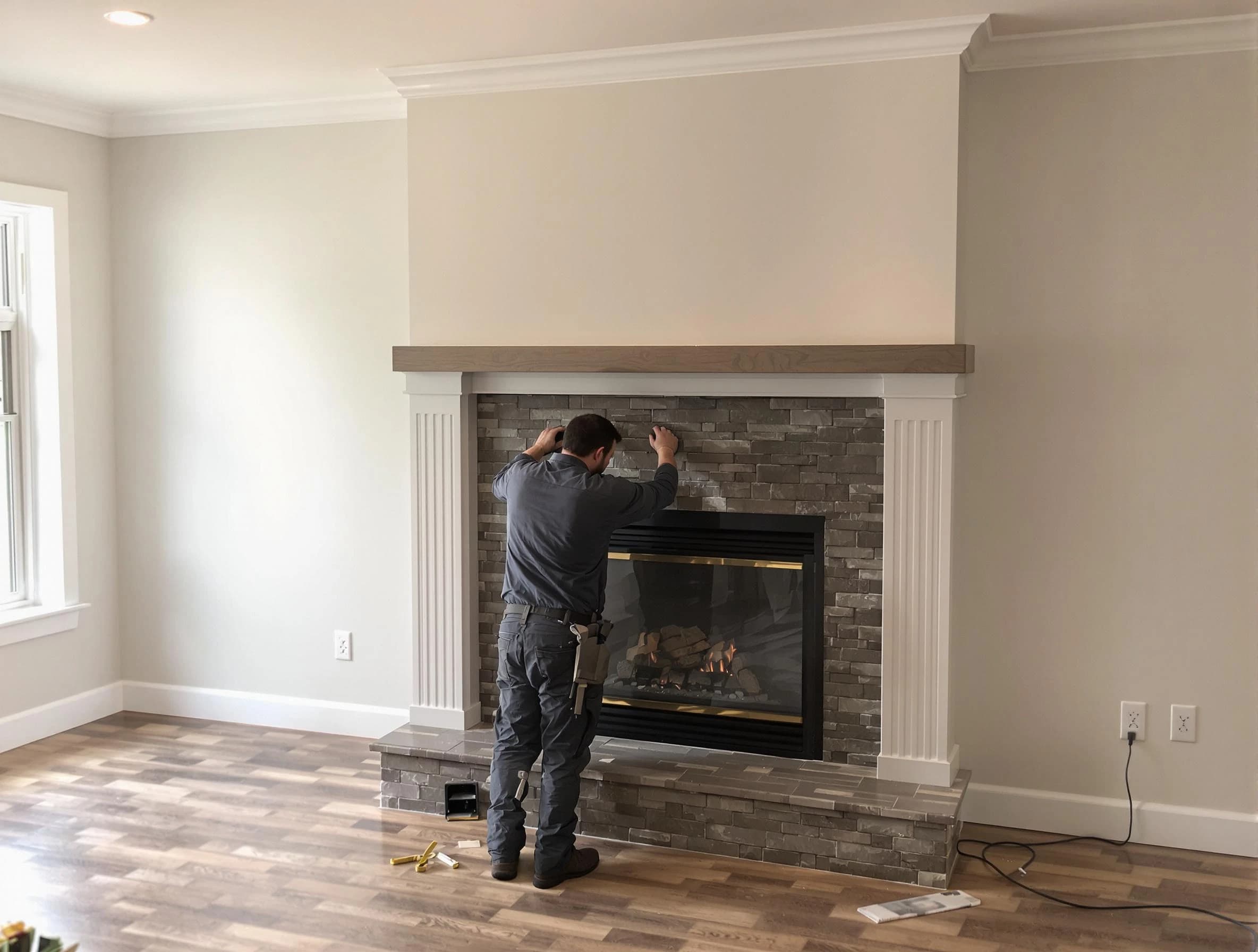Montrose Chimney Sweep finishing a custom fireplace install in Montrose, VA
