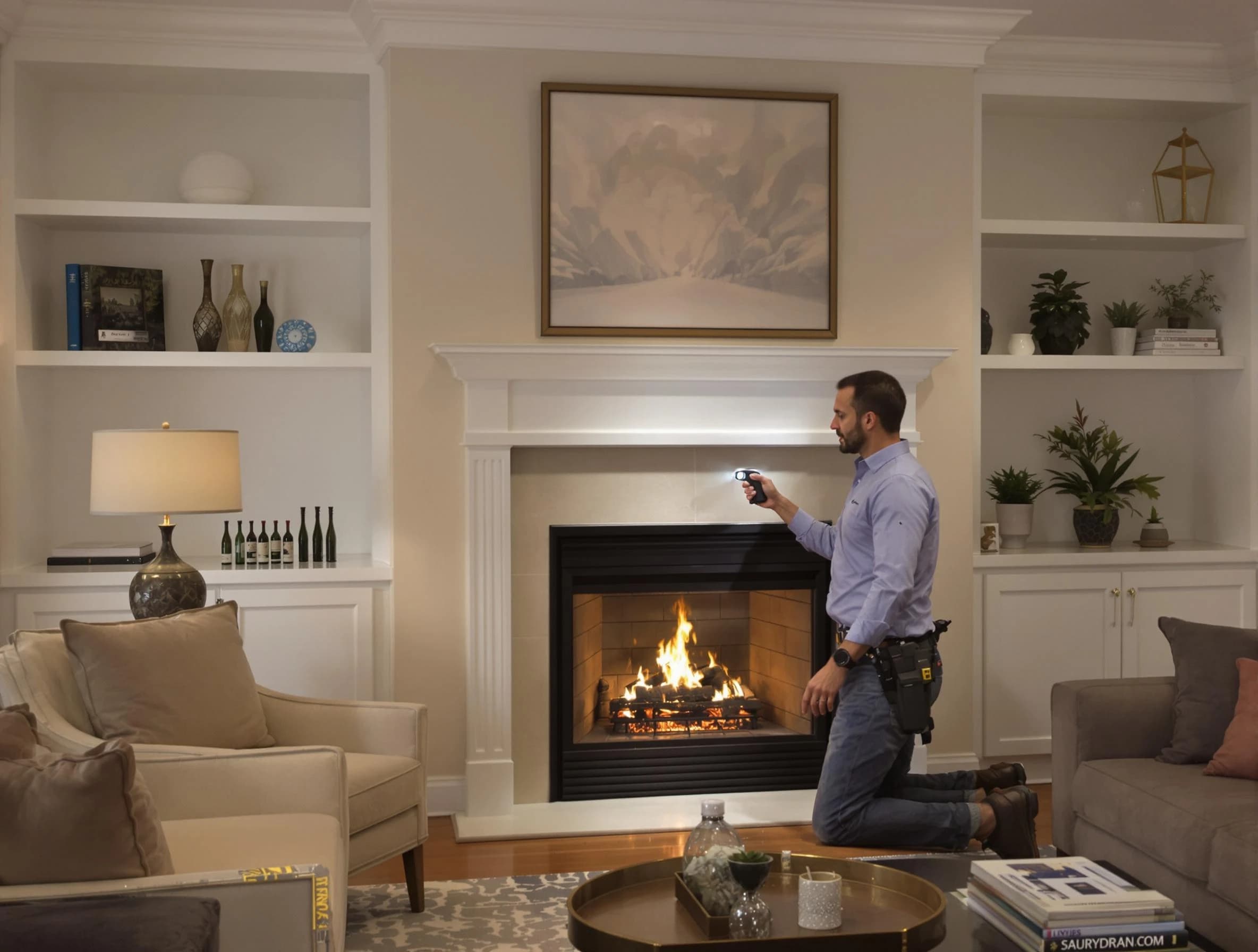 Montrose Chimney Sweep conducting a fireplace safety inspection in Montrose, VA