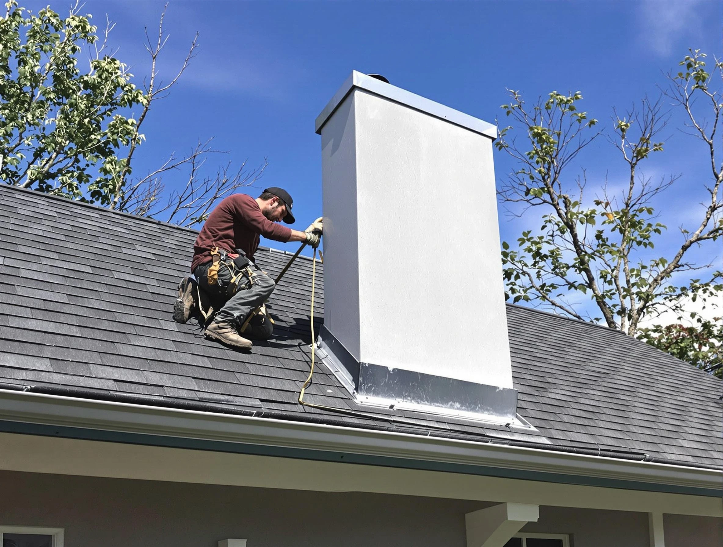 Montrose Chimney Sweep team member finishing chimney construction in Montrose, VA