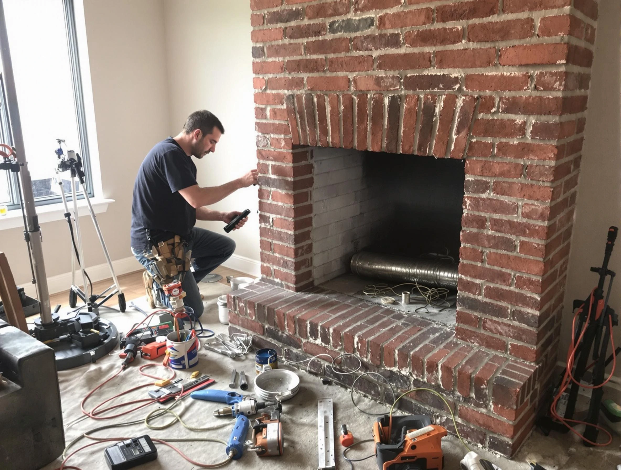 Montrose Chimney Sweep specialist finalizing chimney liner service in Montrose, VA