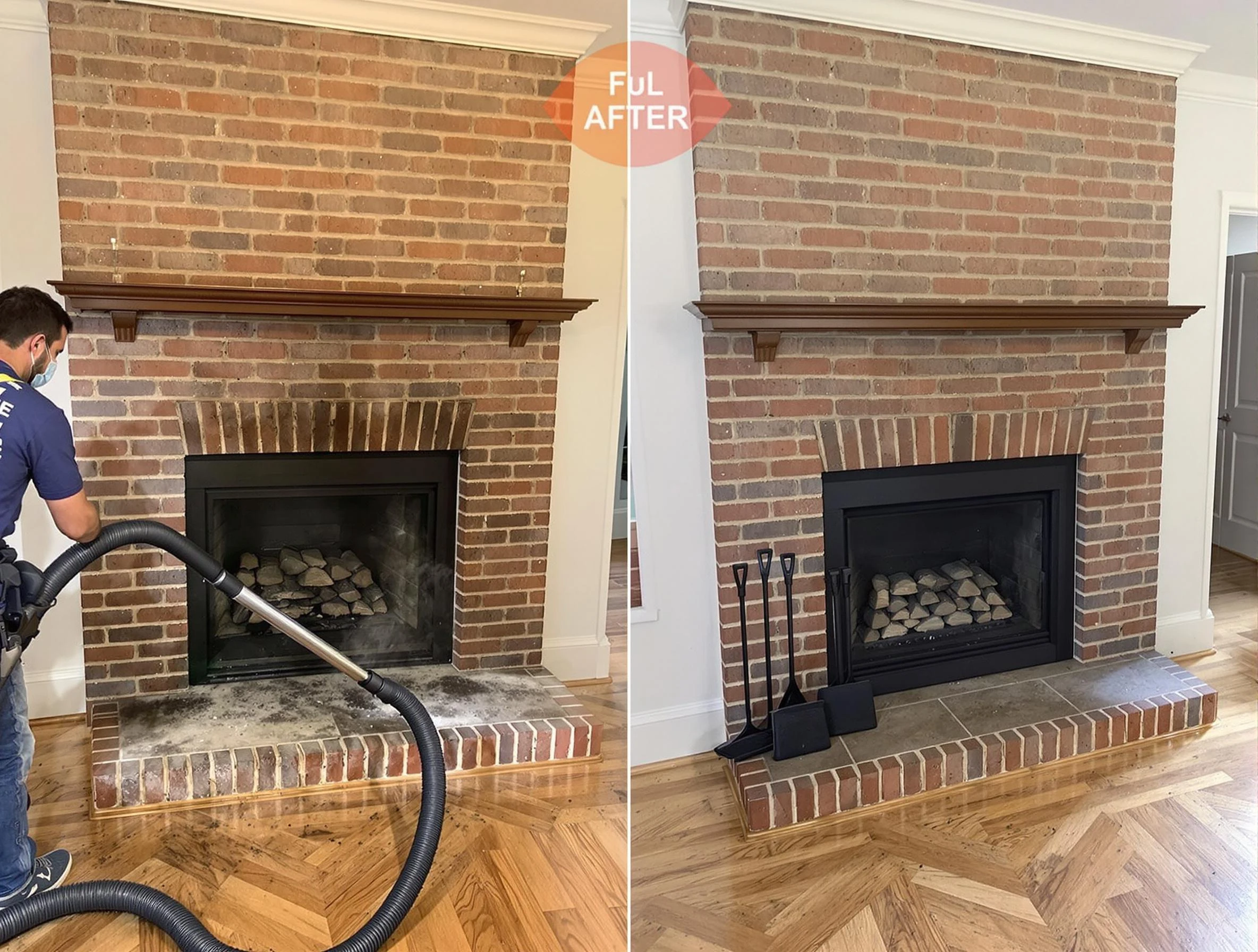 Montrose Chimney Sweep carefully sanitizing a fireplace in Montrose, VA